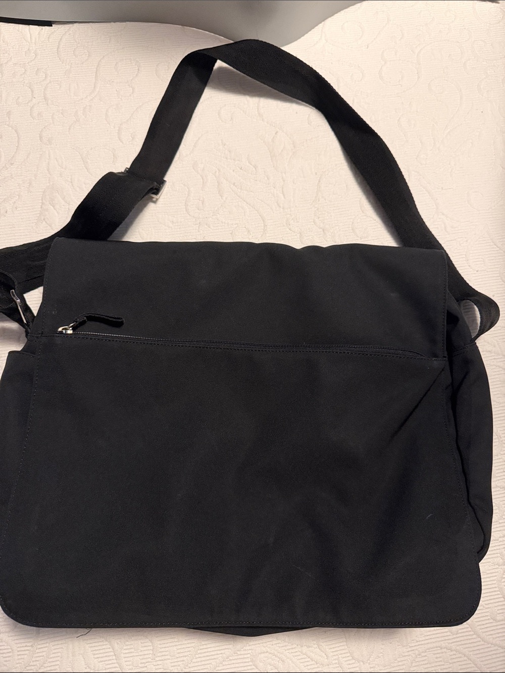 Black Canvas Messenger Bag by GAP.